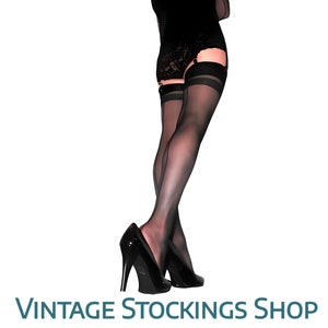 Black Seamed Stockings with Deep Welt Sexy NEW Medium/Large