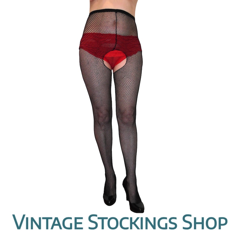 Miss O Lace Top Open Crotch Pantyhose - 20 Denier Sheer Tights With Floral Waistband