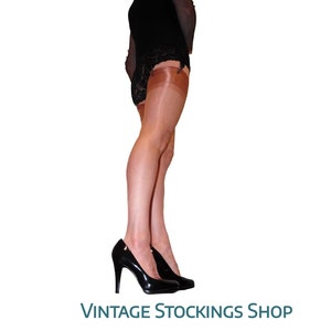 Non Stretch Stockings 100% Nylon Seamless 5 Denier Medium Copper New