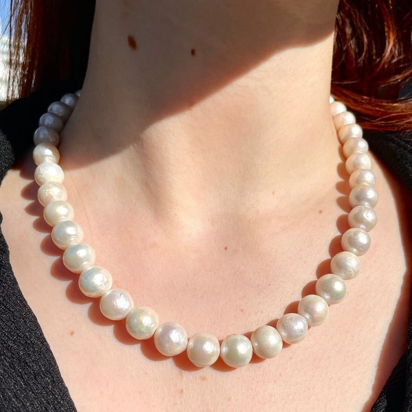 High Quality Genuine Freshwater Pearl Necklace, Pearl Necklace For Women, Round Pearl Necklace, Wedding Gift