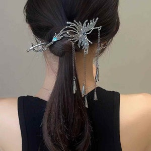 Tassel hair pin, metal butterfly hair pin. Chinese style hairpins, Unique Bun holder , Metal Hair Claw Clips , Cute Hair Accessories