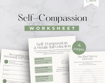 Self-Compassion Worksheet, Inner Critic Healing Workbook, Therapy & Coaching Journaling Tool