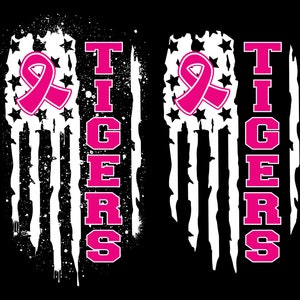 Tigers Cancer Svg, Printable, Tigers Mascot Svg, Cancer Awareness, Football Svg, Team Design, USA Flag Cut File Cricut Maker Silhouette