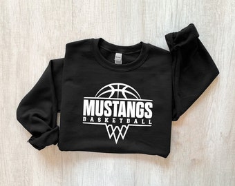 Mustangs Basketball Net Svg, Mustangs Svg, Team Spirit Svg, Digital Download, School Mascot Svg, Game Day Svg, Silhouette, Cricut Cut Files
