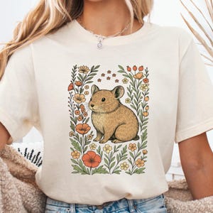 Cute Flower Pika Shirt, Pika T-shirt, Pika Lover Tee, Floral Pika Gift, Pika Graphic Tee