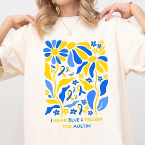 Aangepast shirt voor bewustzijn van downsyndroom, gepersonaliseerde T-shirts voor familiegroepen, comfortabele kleuren shirts voor ondersteuningsteam
