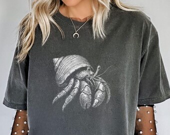 Hermit Crab Comfort Colors Vintage Tshirt, Cute Hermit Crab Silhouette Retro Shirt, Hermit Crab Lover Gift, Sea Life Shirt