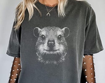 Camiseta Hyrax, Camiseta Minimalista para Amantes de Hyrax, Camiseta com Estampa Vintage de Vida Selvagem da Comfort Colors