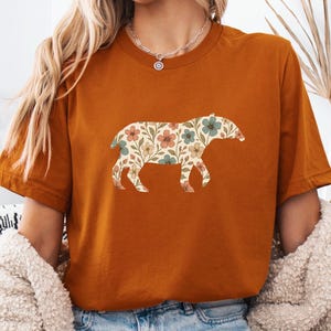 Cute Flower Tapir Shirt, Tapir T-shirt, Tapir Lover Tee, Floral Tapir Gift, Wildflower Tapir Silhouette Graphic Tee