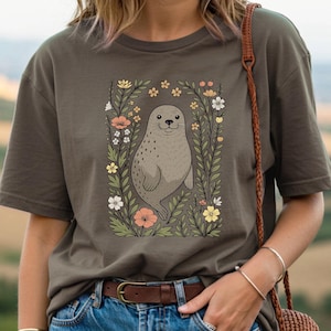 Cute Flower Seal Shirt, Seal T-shirt, Seal Lover Tee, Floral Seal Gift, Seal Graphic Tee