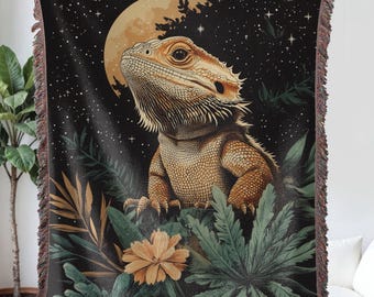 Bearded Dragon Woven Blanket, Bearded Dragon woven tapestry, Bearded Dragon Wall Decor Aesthetic, Exotic Pet Reptile Gift, Lizard Throw