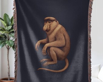 Nasenaffe gewebte Decke, Affe elegante Tapisserie, Nasenaffe Liebhaber Geschenke