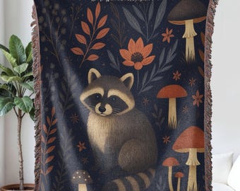 Tvättbjörnsfilt, vävd vävd väv av Trash Panda, Tvättbjörnsväv, Tvättbjörnspresenter, Trash Panda-älskare, filt med stugkärna