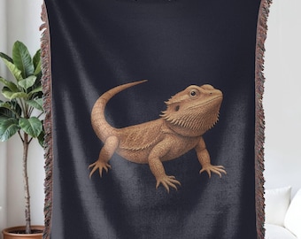 Bearded Dragon Woven Blanket, Bearded Dragon Elegant Lover tapestry, Reptile Decor Aesthetic, Exotic Pet Gift, Pet Lizard