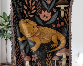 Bearded Dragon Woven Blanket, Bearded Dragon Lover tapestry, Bearded Dragon throw Wall, Reptile Decor Aesthetic, Exotic Pet Gift, Pet Lizard