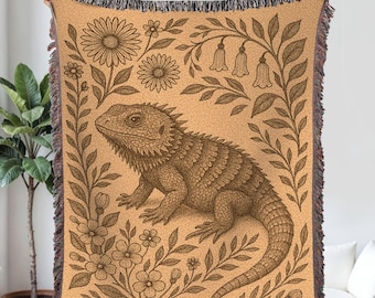 Bearded Dragon Woven Blanket, Bearded Dragon Woven Tapestry, Bearded Dragon Lover Gifts, Lizard Throw Wall Decor Aesthetic