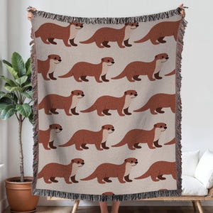 Otter Woven Blanket - Otter woven tapestry - Otter throw Wall Decor Aesthetic