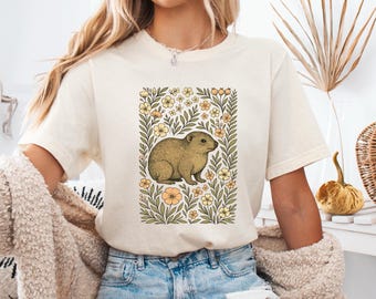 Leuk shirt met bloem klipdassen, T-shirt klipdassen, T-shirt klipdassen, T-shirt bloemen klipdassen, graphic T-shirt Wildflower klipdas