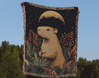 Capybara Woven Blanket - Capybara woven tapestry - Capybara throw Wall Decor Aesthetic