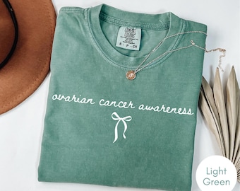 Ovarian Cancer Awareness Shirt, Coquette Warrior Tee, Comfort Colors Vintage Style Graphic Tee