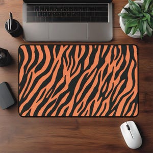 Tiger Desk Mat, Tiger Print Desk Pad, Tiger Desk Pad, Tiger Gifts, Feline Office Decor