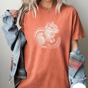 Streifenhörnchen Vintage T-Shirt, süßes Streifenhörnchen Komfort Farben Vintages Tshirt, Streifenhörnchen Silhouette Retro Shirt, Streifenhörnchen Liebhaber Geschenk Bild 8