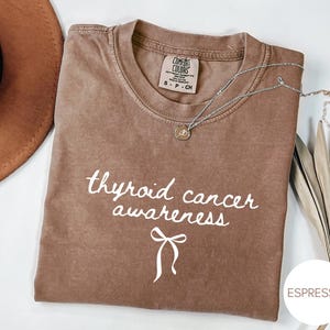 Thyroid Cancer Awareness Shirt, Coquette Cancer, Warrior Tee, Comfort Colors Vintage Style Graphic Tee image 12