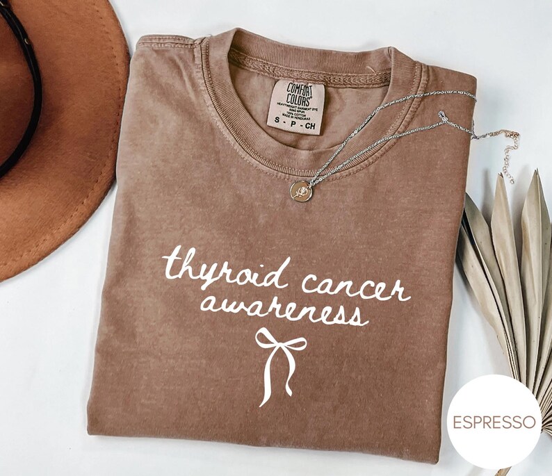 Thyroid Cancer Awareness Shirt, Coquette Cancer, Warrior Tee, Comfort Colors Vintage Style Graphic Tee image 12