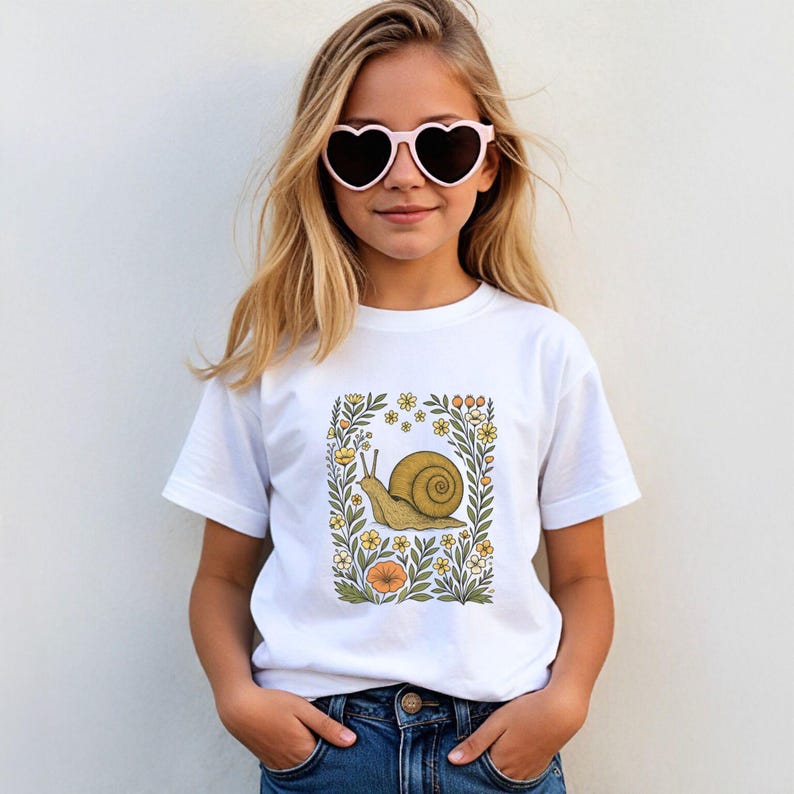 Cute Flower Snail Shirt, Snail T-shirt, Snail Lover Tee, Floral Snail Gift, Wildflower Snail Graphic Tee image 5