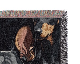 Doberman Woven Blanket, Dog Tapestry, Doberman Tapestry, Dog Owner