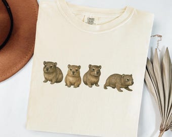 Camiseta Hyrax, Camiseta Minimalista para Amantes de Hyrax, Camiseta com Estampa Vintage de Vida Selvagem da Comfort Colors