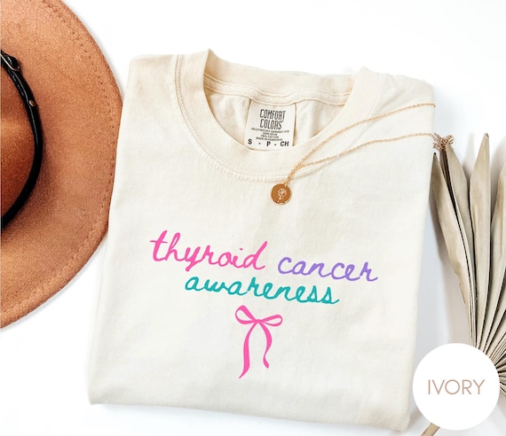 Thyroid Cancer Awareness Shirt, Coquette Cancer, Warrior Tee, Comfort Colors Vintage Style Graphic Tee