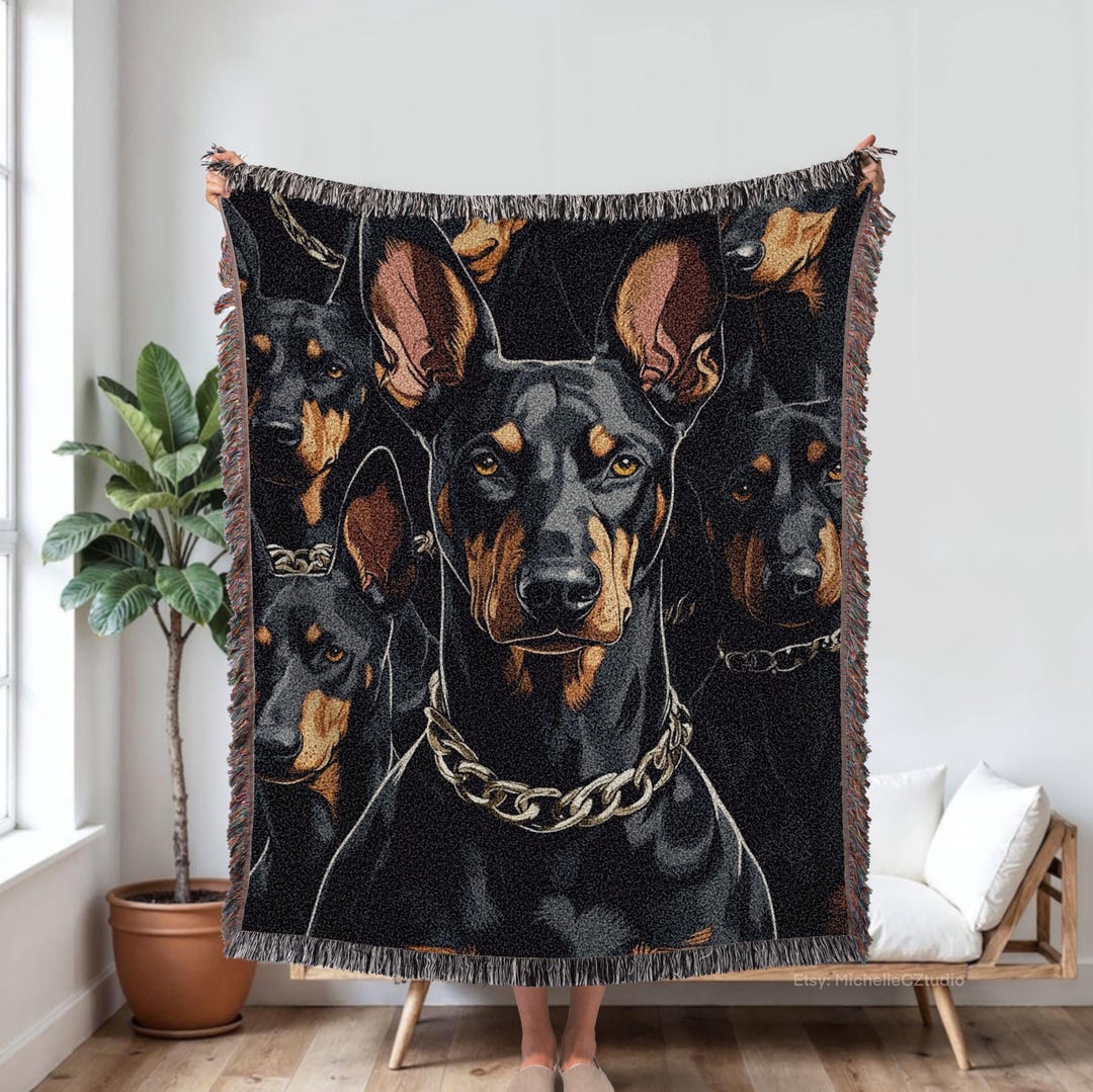 Doberman Woven Blanket, Dog Tapestry, Doberman Tapestry, Dog Owner