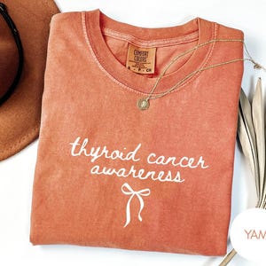 Thyroid Cancer Awareness Shirt, Coquette Cancer, Warrior Tee, Comfort Colors Vintage Style Graphic Tee image 14