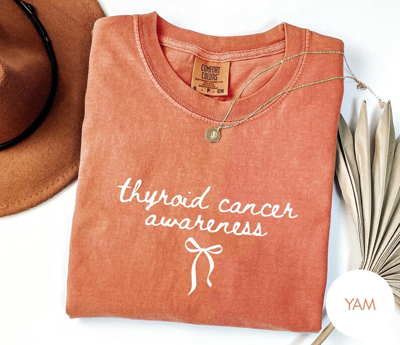 Thyroid Cancer Awareness Shirt, Coquette Cancer, Warrior Tee, Comfort Colors Vintage Style Graphic Tee image 14