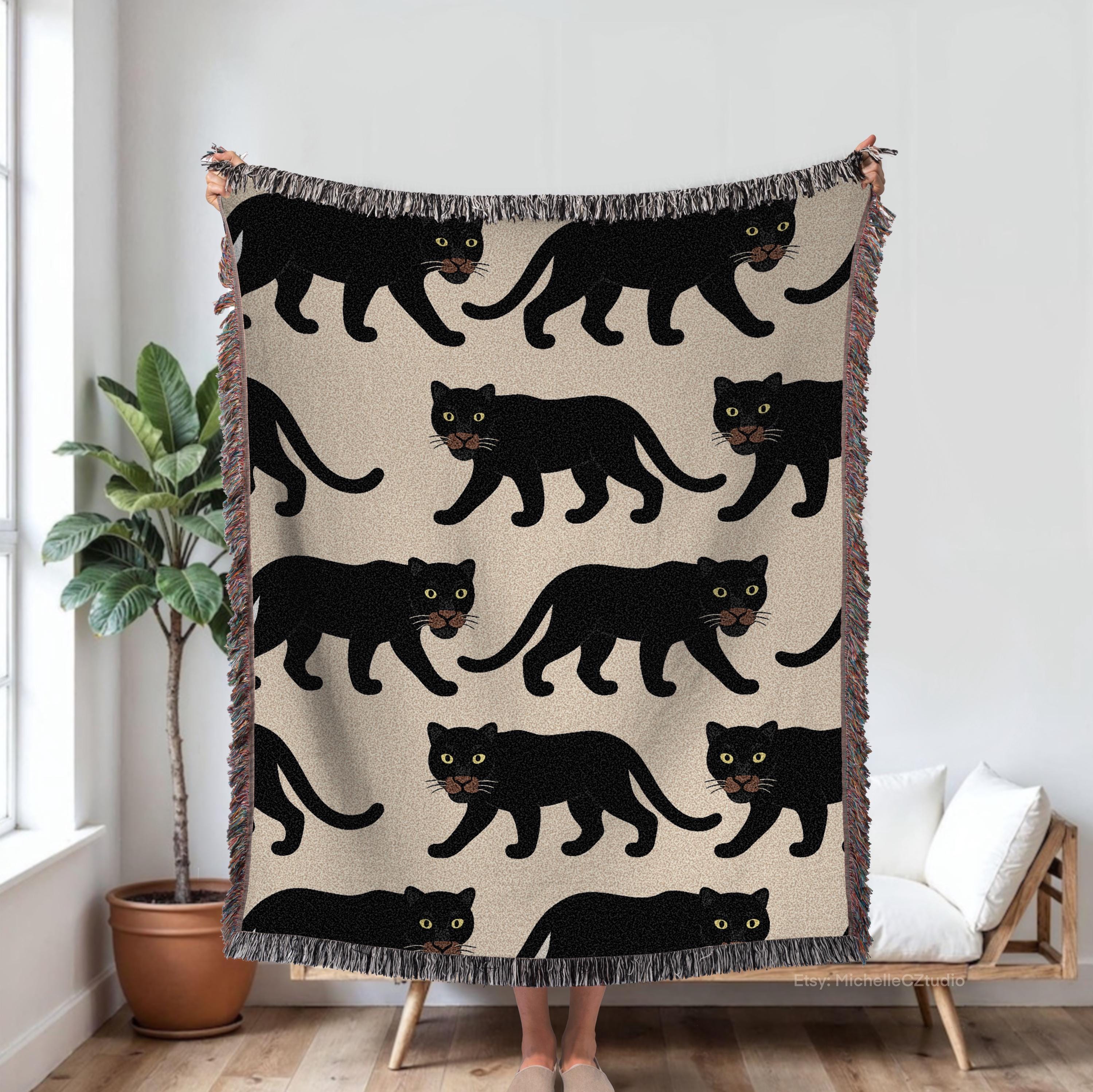 Marvel Black Panther Patchwork Woven Tapestry Throw Blanket – Decke Mit Panther-Masken-Design, Von Hot Topic