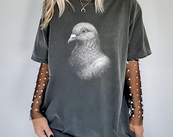 Camiseta Vintage Pigeon Comfort Colors: Camiseta unisex de corte relajado
