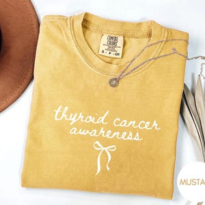Thyroid Cancer Awareness Shirt, Coquette Cancer, Warrior Tee, Comfort Colors Vintage Style Graphic Tee image 11