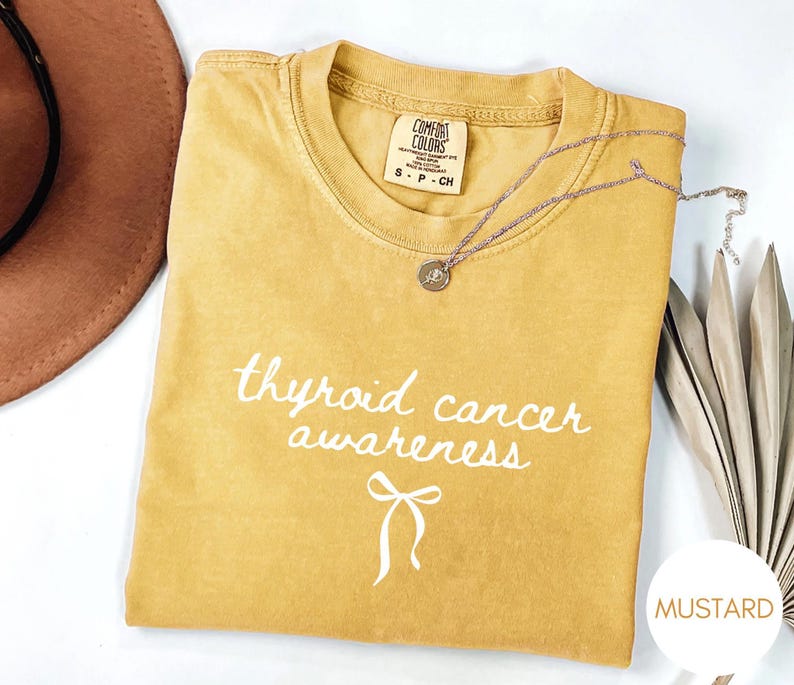 Thyroid Cancer Awareness Shirt, Coquette Cancer, Warrior Tee, Comfort Colors Vintage Style Graphic Tee image 11