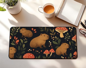 Capybara Desk Mat, Capybaras Cottagecore Desk Mat, Capybara Mouse Pad, Capybara Lover Gift