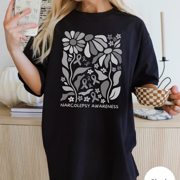 Narcolepsy Awareness Shirt, Floral Warrior Tee, Comfort Colors Vintage Style Graphic Tee