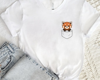 Red Panda Pocket Shirt, Red Panda Sweatshirt, Red Panda Lover Tee, Kawaii Red Panda Gift