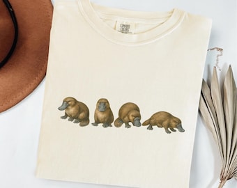 Vintage Platypus Comfort Colors T-Shirt, Retro Unisex Graphic Tee, Platypus Lover Gift