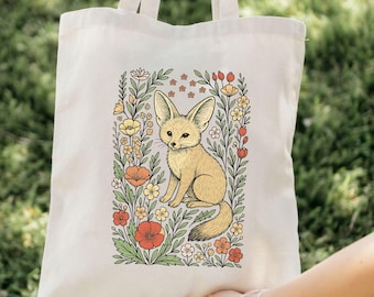 かわいいカワウソの花柄トートバッグ、ラッコのキャンバスバッグ
