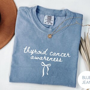 Thyroid Cancer Awareness Shirt, Coquette Cancer, Warrior Tee, Comfort Colors Vintage Style Graphic Tee image 9