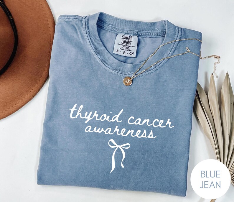 Thyroid Cancer Awareness Shirt, Coquette Cancer, Warrior Tee, Comfort Colors Vintage Style Graphic Tee image 9