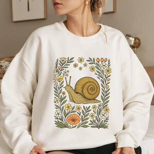Cute Flower Snail Shirt, Snail T-shirt, Snail Lover Tee, Floral Snail Gift, Wildflower Snail Graphic Tee image 4