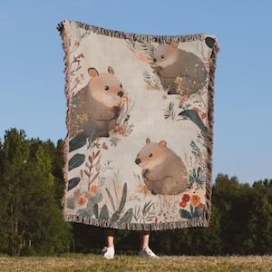 Wombat Woven Blanket - Wombat woven tapestry - Wombat throw Wall Decor Aesthetic