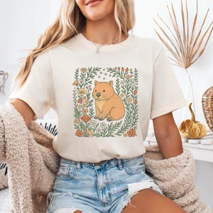 Cute Flower Wombat Shirt, Wombat T-shirt, Wombat Lover Tee, Kawaii Wombat Gift, Wombat Graphic Tee