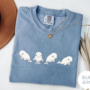 Beluga Whale Cute Shirt, Wal-Liebhaber-T-Shirt, Komfort Farben Vintage Style Graphic Tee